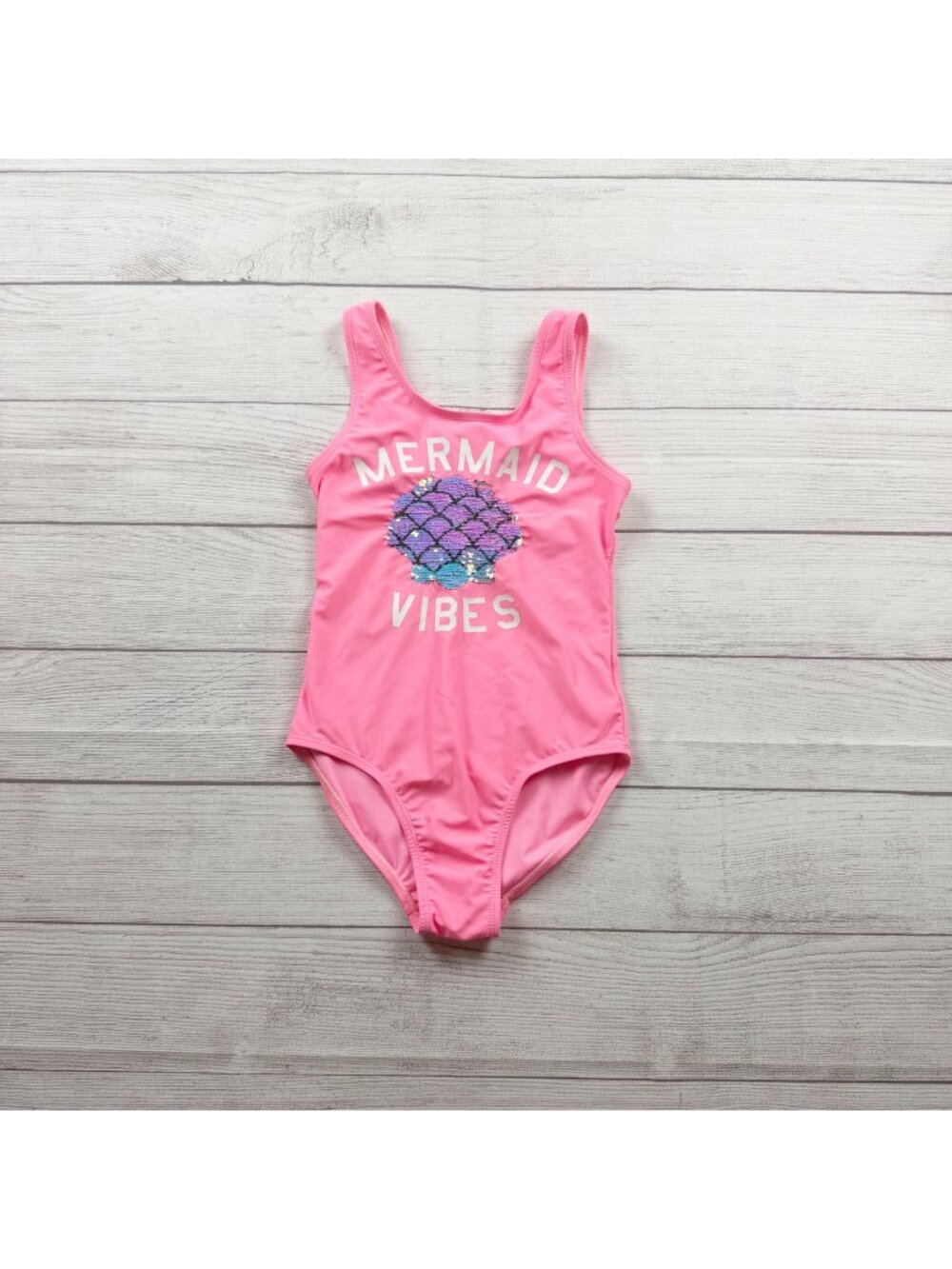 Gap Kids Mermaid Vibes Pink One Piece Swimsuit Medium 8-9